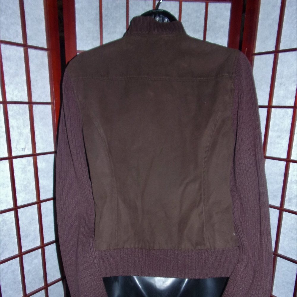 EP Pro Ladies Golf Jacket Brown Faux Suede Ribbed Knit Zippered Size S/P - Picture 3 of 11
